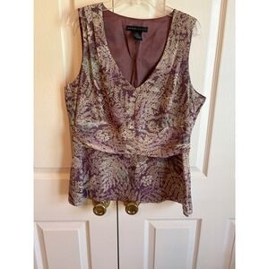 Grace Dane Lewis 100% Silk 2 Piece Skirt Set Plum Fern Print Y2K Women 12